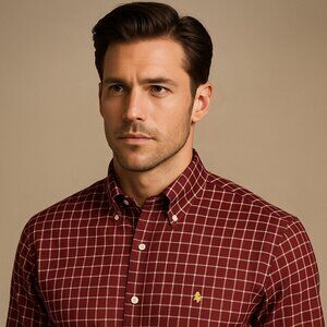 Brooks Brothers Burgundy Check Long Sleeve Button-Down Shirt – Size L